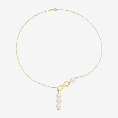 Womens White 18K Gold Over Silver 18 Inch Y Necklace