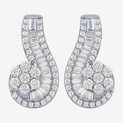 Diamond Blossom (G / Si2) Womens 2 CT. T.W. Lab Grown White Diamond 10K White Gold Drop Earrings