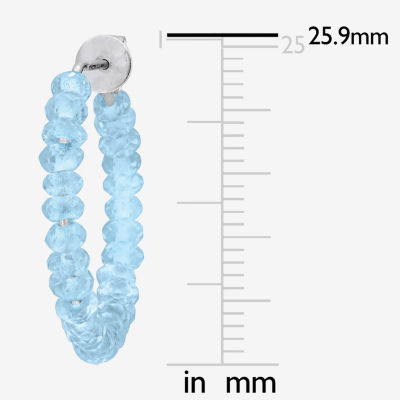 Womens Genuine Blue Topaz Sterling Silver 26mm Hoop Earrings
