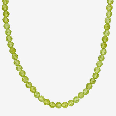 Womens Green Peridot 18K Gold Over Silver Inch Beaded Necklace