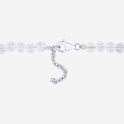 Genuine White Topaz Sterling Silver Beaded Bracelet