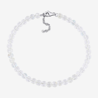 Genuine White Topaz Sterling Silver Beaded Bracelet