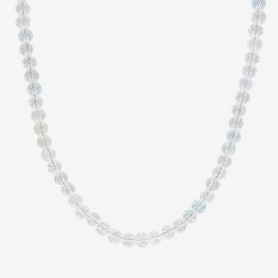 Womens Genuine White Topaz Sterling Silver Beaded Necklace