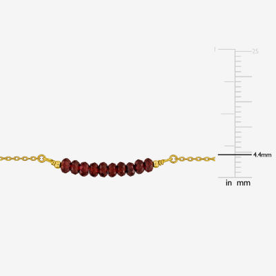 Genuine Red Garnet 18K Gold Over Silver Beaded Bracelet