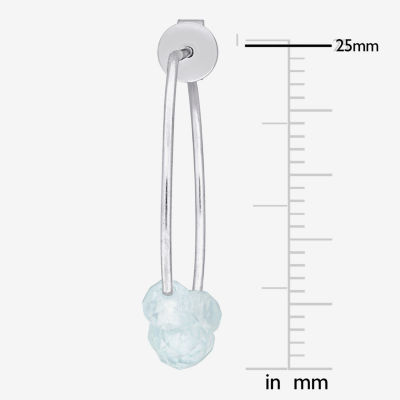 Womens Genuine Blue Aquamarine Sterling Silver 26mm Hoop Earrings