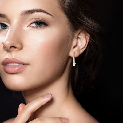 Womens Genuine Blue Aquamarine Sterling Silver 26mm Hoop Earrings