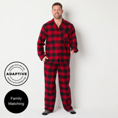 North Pole Trading Co. Mens Adaptive Flannel Long Sleeve 2-pc. Pant Pajama Set