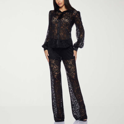 Premier Amour Lace Womens Long Sleeve Lace Blouse