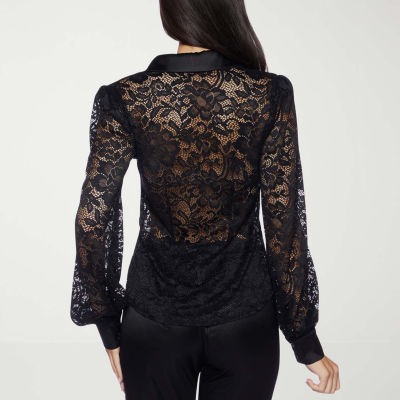 Premier Amour Womens Long Sleeve Lace Blouse