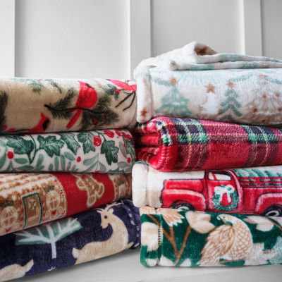 North Pole Trading Co. Holiday Velvet Plush Lightweight Throw