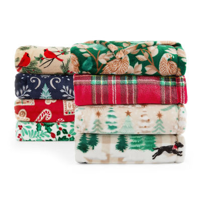 North Pole Trading Co. Holiday Velvet Plush Throw