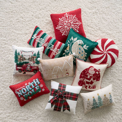 North Pole Trading Co. Plaid Bow Square Throw Pillow