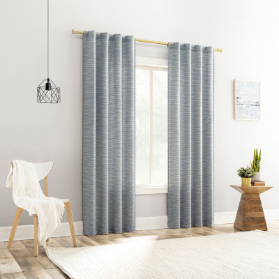 No 918 Laurel Space Dyed Textured Back Tab Light-Filtering Single Curtain Panel