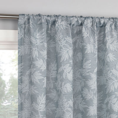 No 918 Koda Woven Jacquard Leaf Rod Pocket Light-Filtering Single Curtain Panel