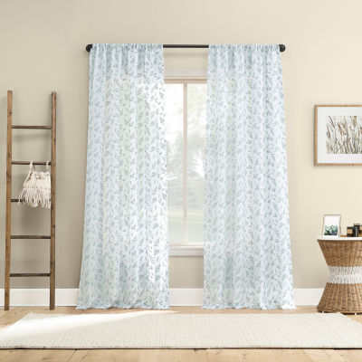 No 918 Briarwood Delicate Leaf Textured Rod Pocket Light-Filtering Single Curtain Panel