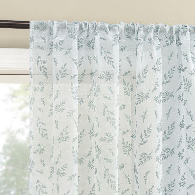 No 918 Briarwood Delicate Leaf Textured Rod Pocket Light-Filtering Single Curtain Panel