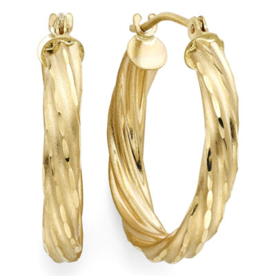 DiamondCut 14K Yellow Gold 15mm Twisted Hoop Earrings, Color Gold