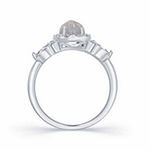 Enchanted Disney Fine Jewelry 1/10 CT. T.W. Diamond & Lab-Created Opal Sterling Silver Cocktail Ring