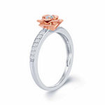 Enchanted Disney Fine Jewelry 1/5 C.T. T.W. Genuine Diamond 10K White & 10K Rose Gold over Silver "Belle" Rose Ring