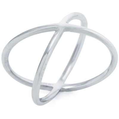 Silver Treasures Sterling Silver Crossover Band Ring