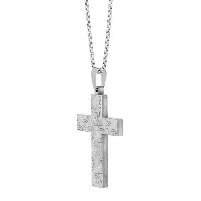 Mens Stainless Steel Cross Pendant Necklace