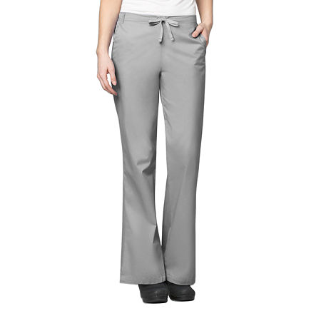 Wink Wonderwork 502 Flare Womens Petite Tag Free Scrub Pants, Petite Medium, Gray