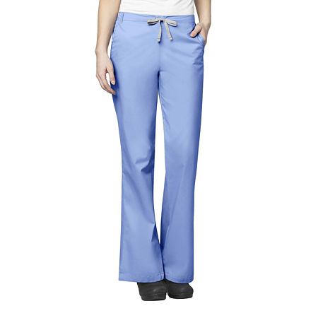 Wink Wonderwork 502 Flare Womens Plus Tall Tag Free Scrub Pants, 5x-large, Blue