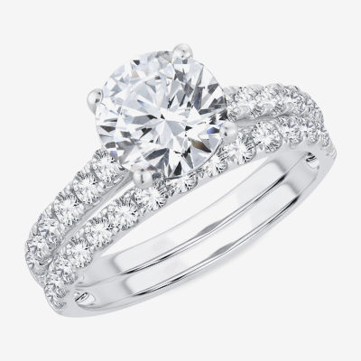 (H-I / SI1-SI2) Signature By Modern Bride Womens 3 CT. T.W. Lab Grown White Diamond In 14K Gold Round Bridal Set