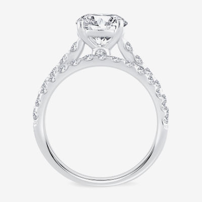 (H-I / SI1-SI2) Signature By Modern Bride Womens 3 CT. T.W. Lab Grown White Diamond In 14K Gold Round Bridal Set