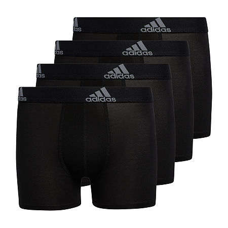 adidas Big Boys 4 Pack Boxer Briefs, Small, Black