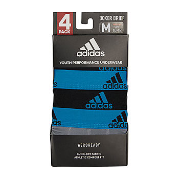 adidas Big Boys 4 Pack Boxer Briefs, Color: Solar Blue Blk Gry - JCPenney