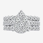 4 CT. T.W. Diamond Pear Shape Side Stone Bridal Set in 10K in 14K White Gold