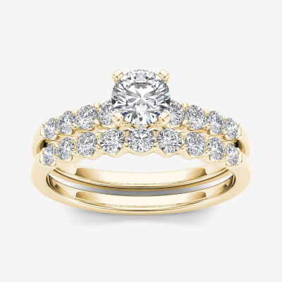 1 CT.T.W. Natural Diamond 14K Yellow Gold Bridal Ring Set