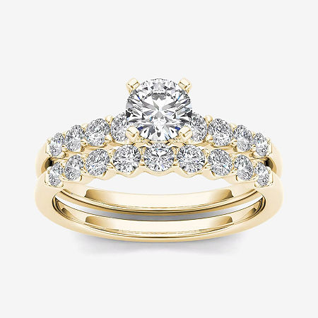 1 CT.T.W. Natural Diamond 14K Yellow Gold Bridal Ring Set, 8, Yellow