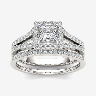 1 CT.T.W. Natural Diamond 10K White Gold Bridal Ring Set