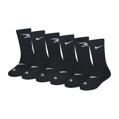 Nike 3BRAND by Russell Wilson Big Boys 6 Pair Crew Socks, 9-11, Black