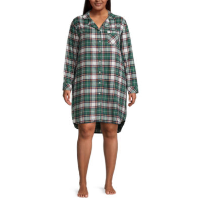 Liz Claiborne Womens Plus Long Sleeve Flannel Nightshirt