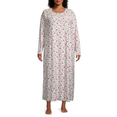 Adonna Womens Plus Long Sleeve Square Neck Microfleece Nightgown - JCPenney