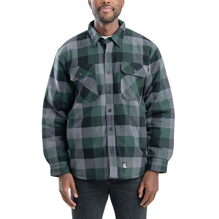 Berne Timber Flannel Shirt Mens Midweight Work Jacket, Large, Green