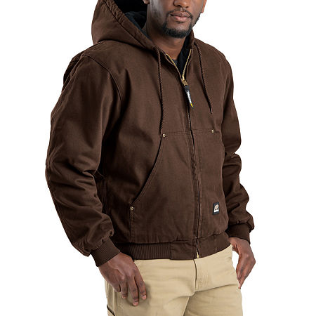 Berne Highland Washed Duck Mens Hooded Heavyweight Work Jacket, X-large, Brown