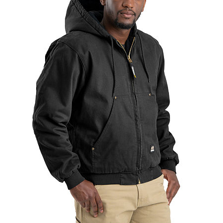 Berne Highland Washed Duck Mens Hooded Heavyweight Work Jacket, Xx-large, Black