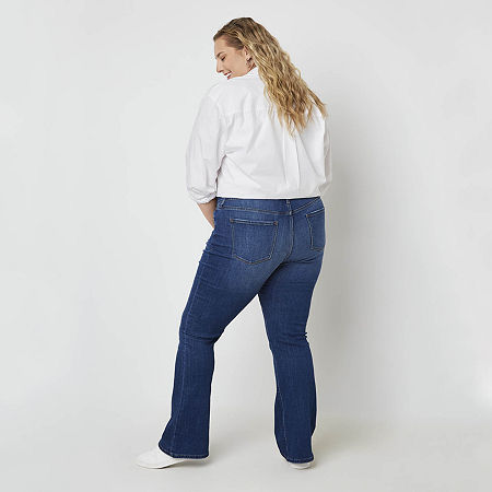 a.n.a - Plus Womens High Rise Flare Leg Jean, 20w, Blue