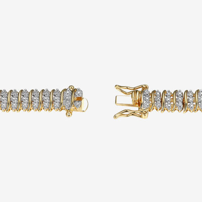 Sparkle Allure Womens Natural Diamond Accent Pure Silver Over Bronze 7.25 Inch Tennis Bracelet