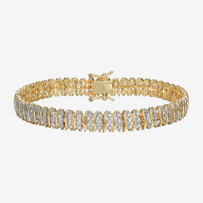 Sparkle Allure Womens Natural Diamond Accent Pure Silver Over Bronze 7.25 Inch Tennis Bracelet