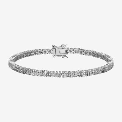 Sparkle Allure Womens Natural Diamond Accent Pure Silver Over Bronze 7.25 Inch Tennis Bracelet