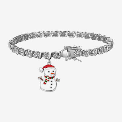 Sparkle Allure Snowman Diamond Accent 7.25 Inch Tennis Bracelet
