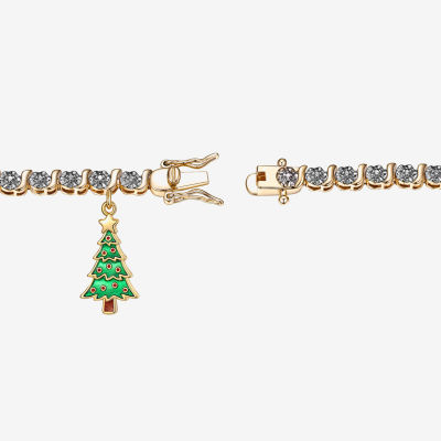 Sparkle Allure Christmas Tree Diamond Accent 7.25 Inch Tennis Bracelet