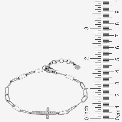 Paris 1901 By Charles Garnier Sterling Silver 7 Inch Solid Paperclip Cross Link Bracelet