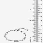 Sterling Silver 6 3/4 Inch Solid Paperclip Rectangular Link Bracelet