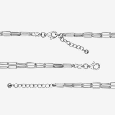 Sterling Silver 6 3/4 Inch Solid Paperclip Link Bracelet